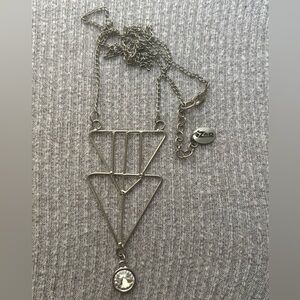 Vintage ZAD signed silver tone intertwined triangles adjustable chain necklace